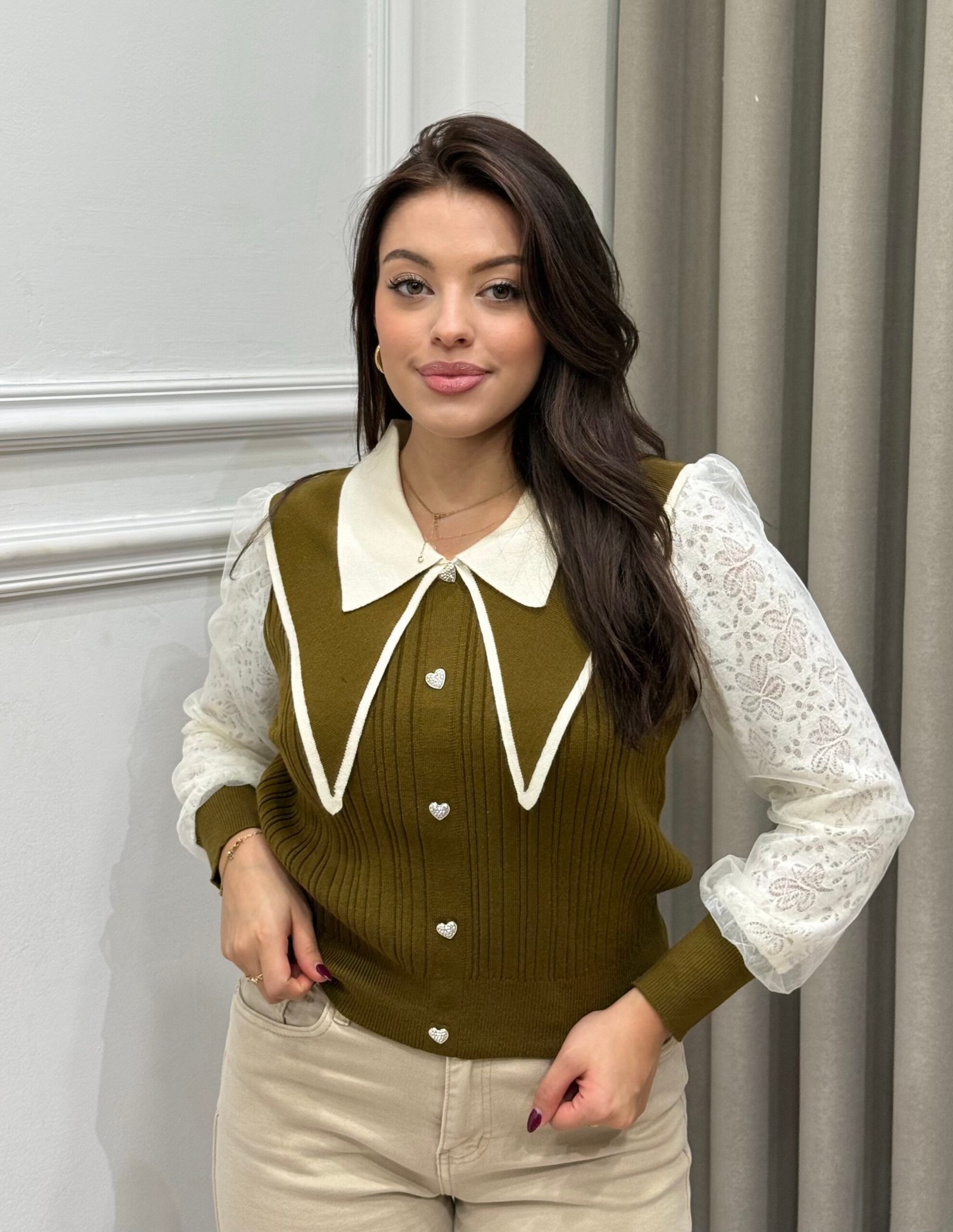 Pulover elegant deve me jake kontrast dhe fjongo - Image 4