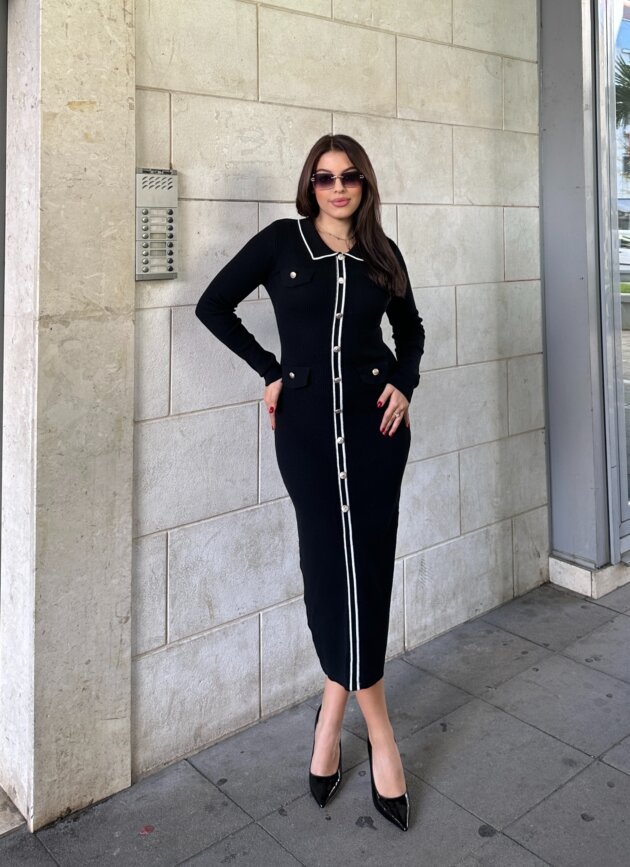 Fustan Deve Me Kopsa Dhe Detaje