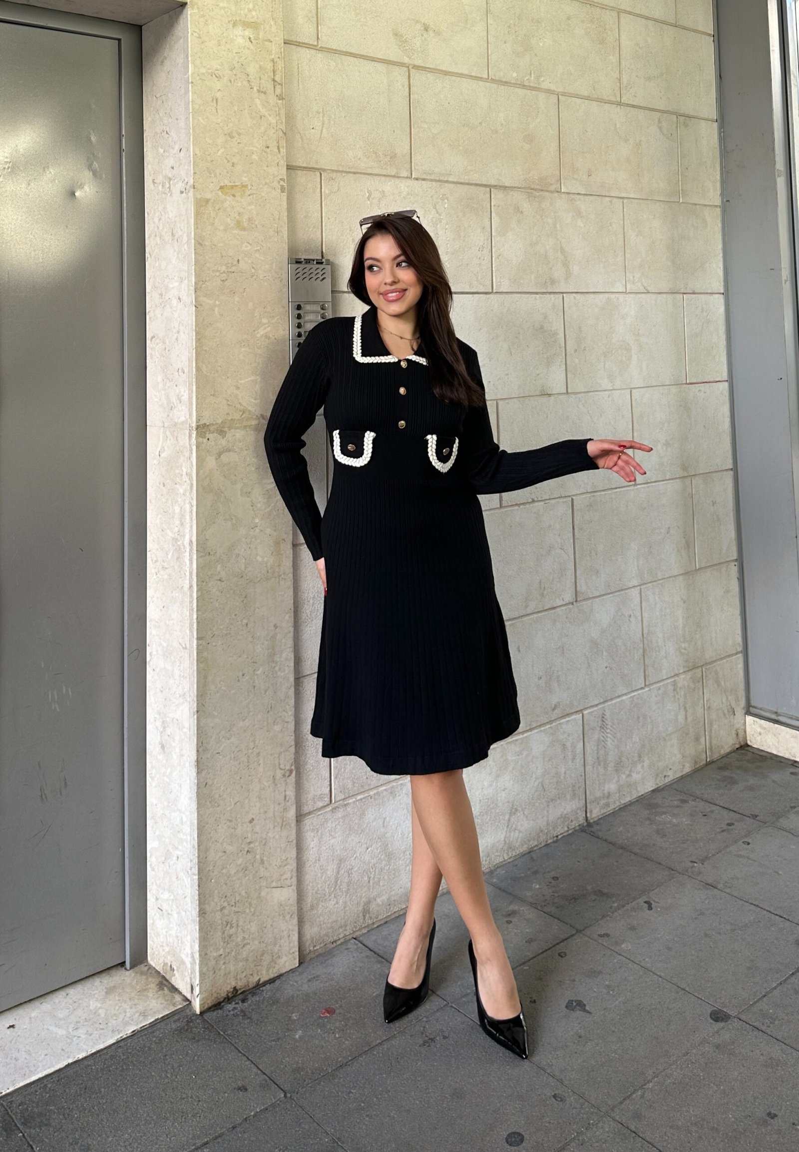 Fustan Deve Me Jake Dhe Detaje Kontrasti