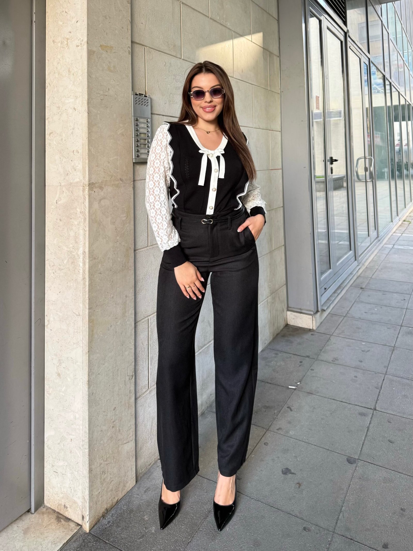 Pulover Me Fjongo Dhe Menge Me Dantelle - Image 2