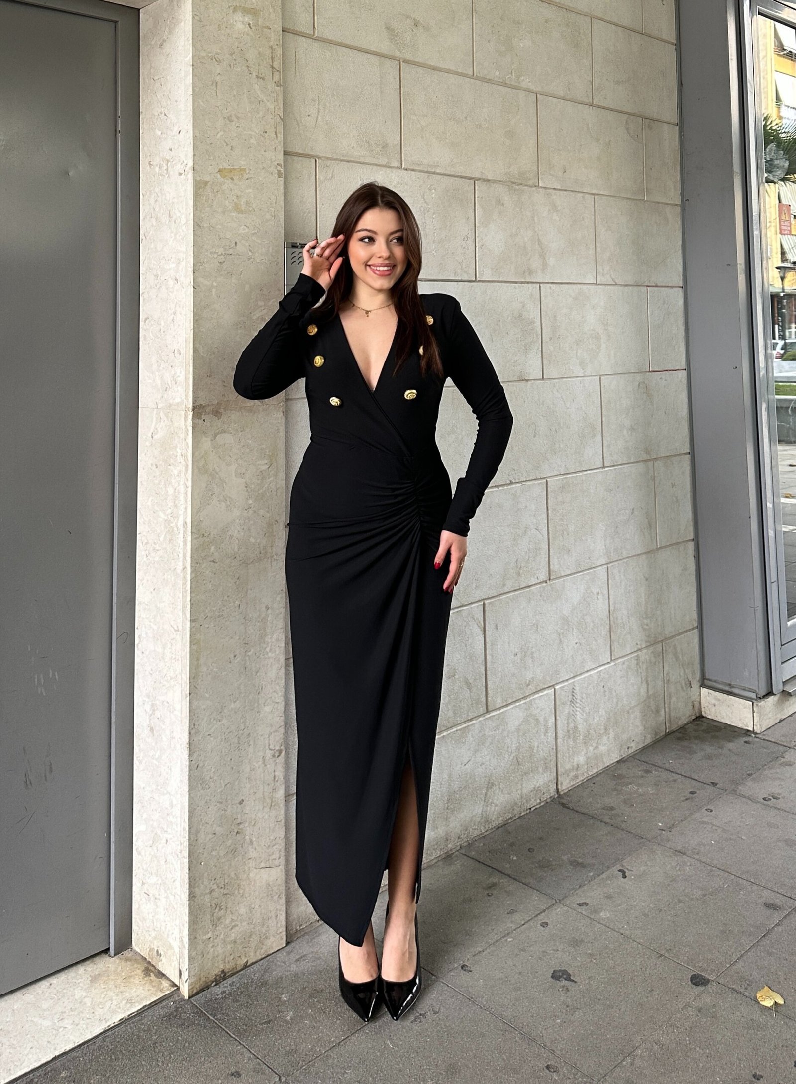 Fustan Elegant Me Kopsa Gold - Image 2