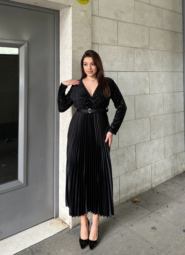 Fustan Elegante I Zi Me Shkelqim