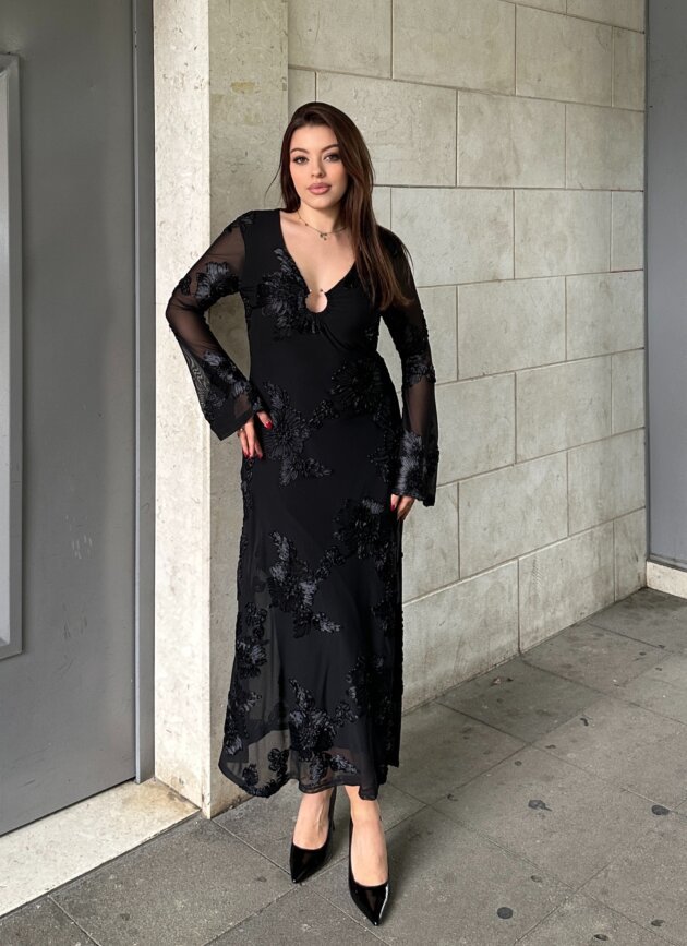 Fustan Elegant I Zi Me Lule 3D