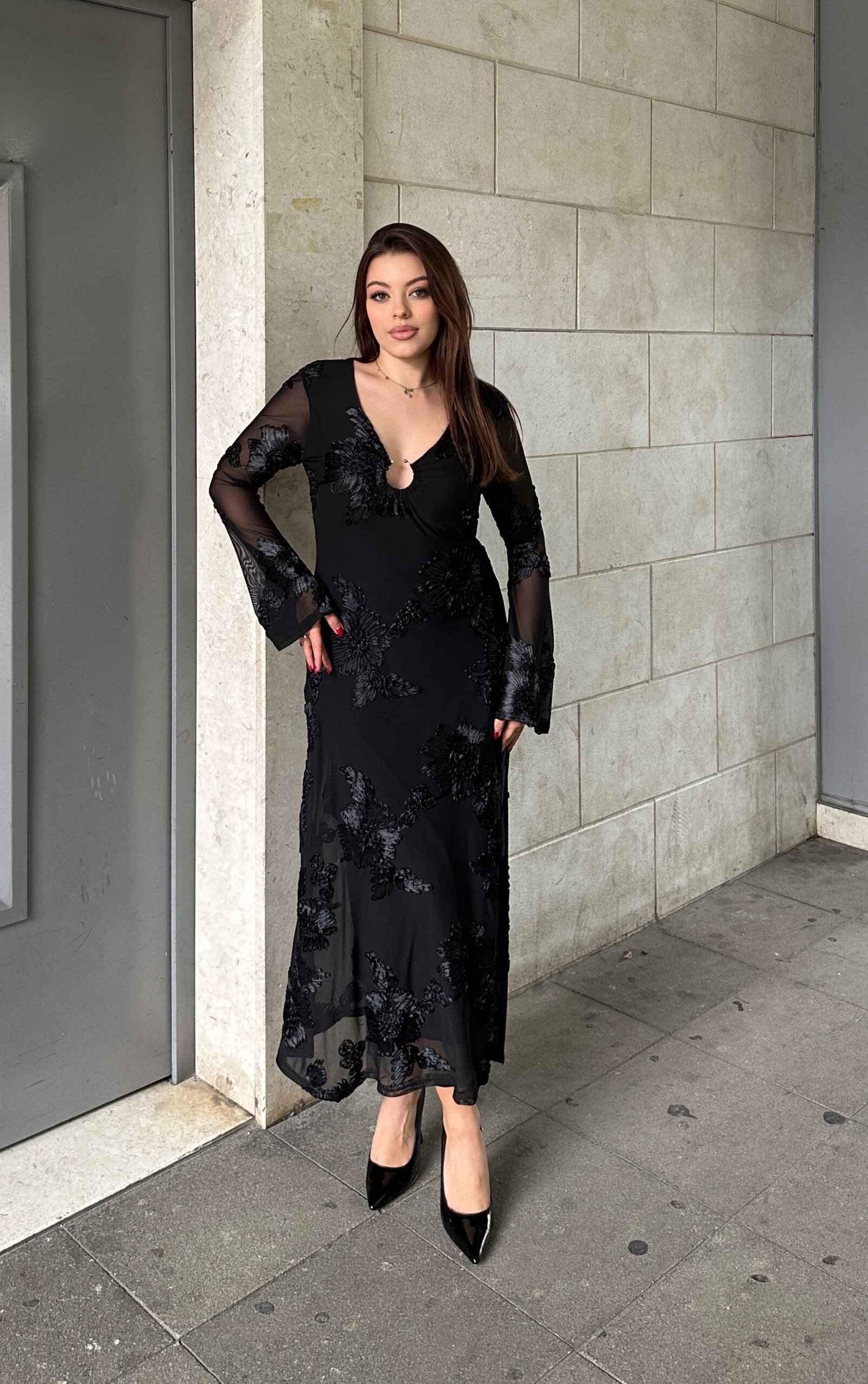 Fustan Elegant I Zi Me Lule 3D