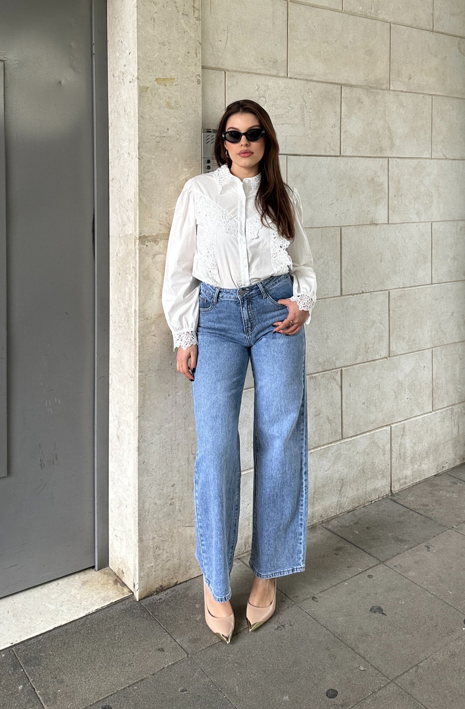 Xhinse Wide Leg Me Bel Te Larte Dhe Prerje E Drejte