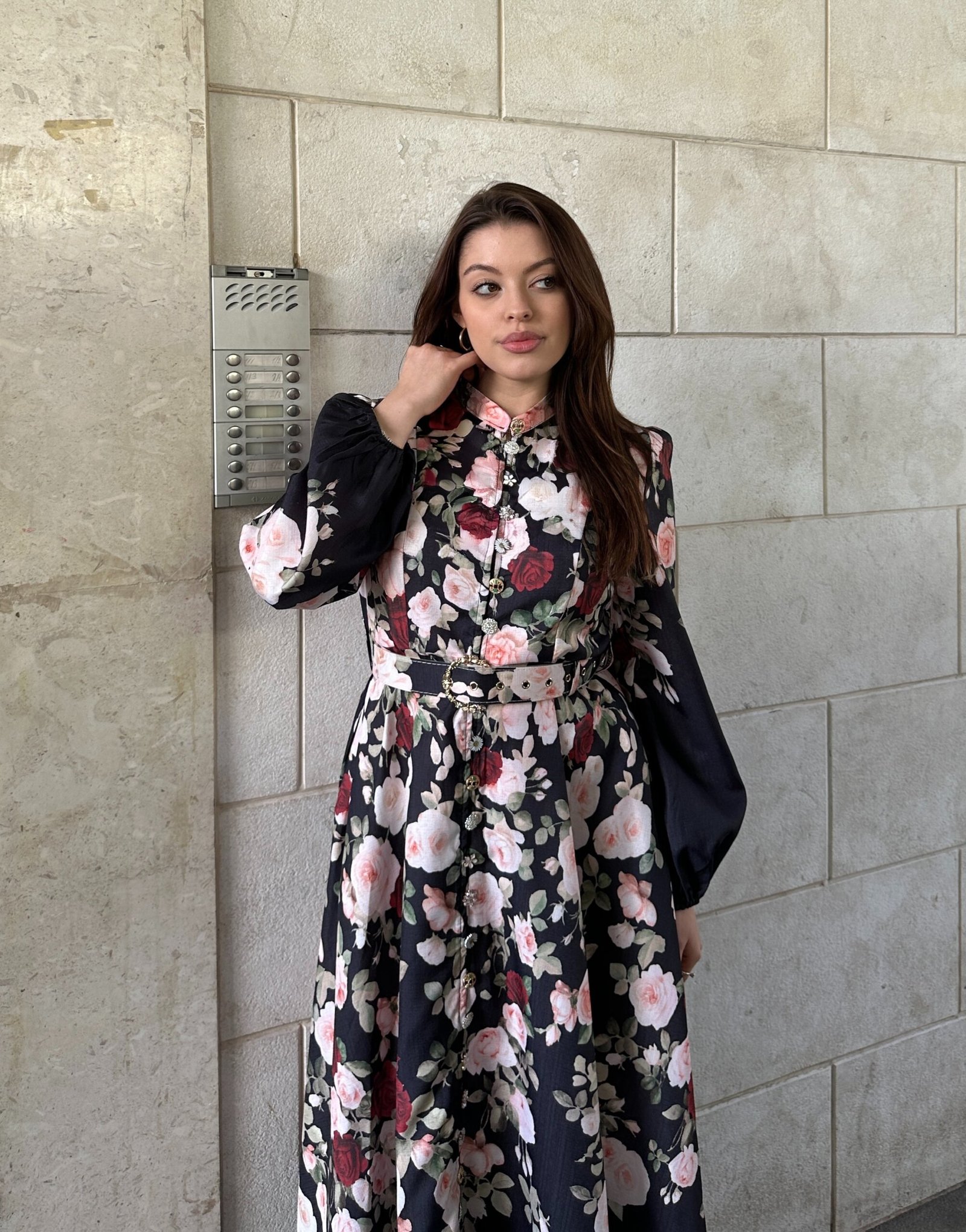 Fustan I Gjate Me Print Lulesh Dhe Fund Te Plote - Image 2