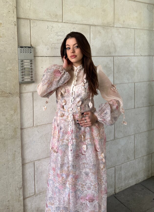 Fustan I Gjate Me Lule 3D Dhe Print Floral