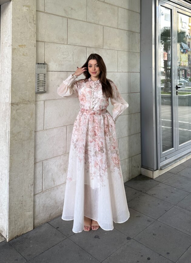 Set Kemishe Me Fund Te Gjate Me Print Floral