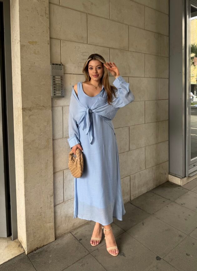 Set Fustan Me Kemishe Me Lidhje Ne Pjesen E Perparme