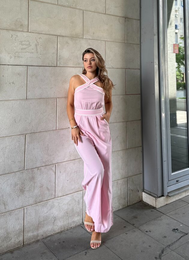 Jumpsuit Elegant Me Detaj Kryq Ne Qafe
