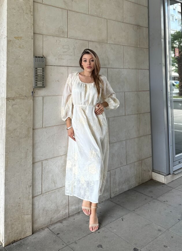 Fustan Maxi Romantic Lace White