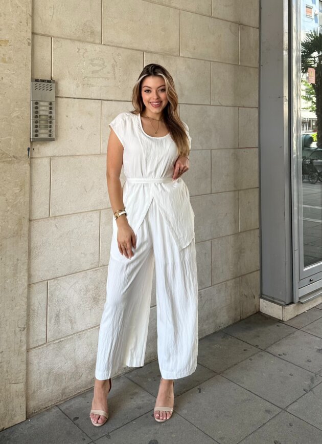 Set Veror Me Bluze Dhe Pantallona Wide Leg