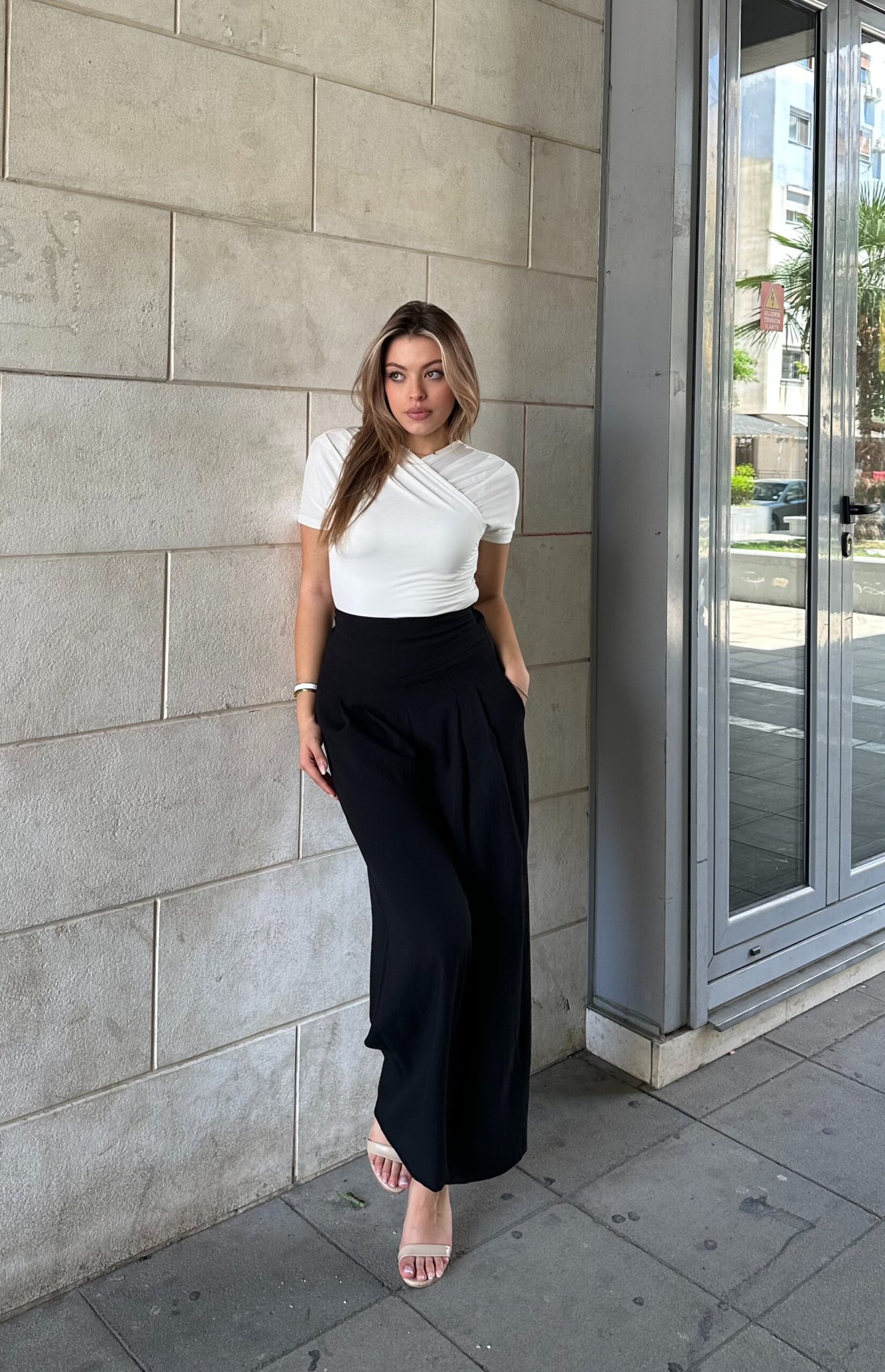 Pantallona Lino Wide Leg Me Bel Te Larte - Image 4