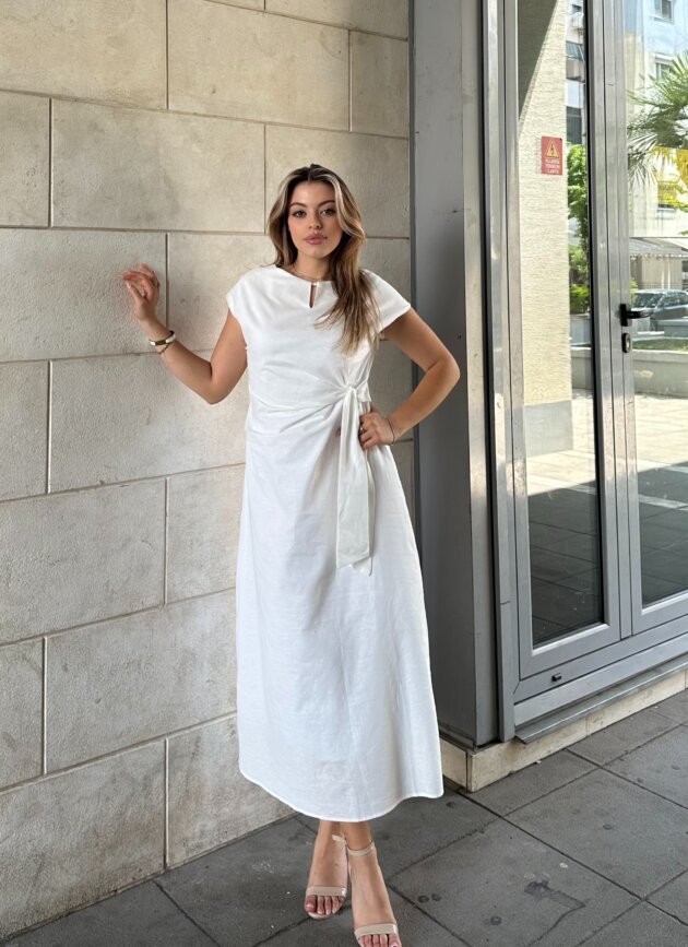 Fustan Midi Me Lidhje Ne Bel