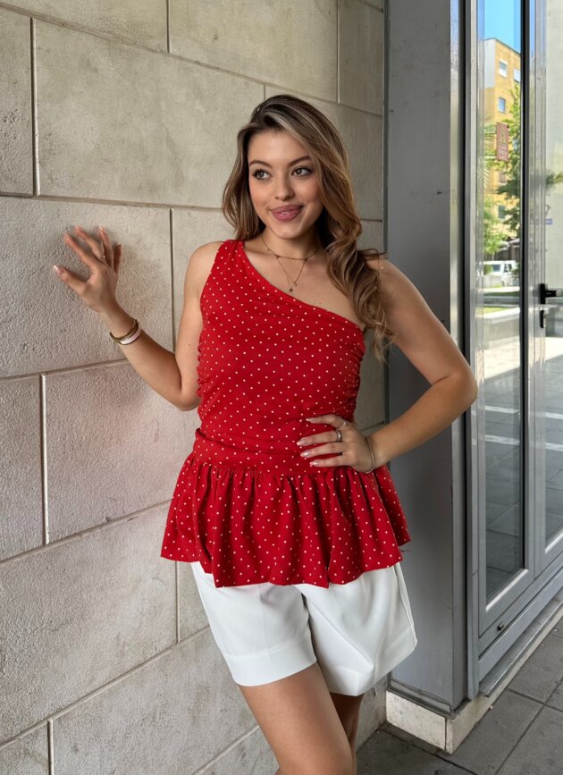 Kanatiere One Shoulder Polka Dot